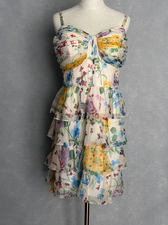 B. Darlin Dresses & Skirts - B. Darlin Plus Chiffon Mini Dress Tiered Floral Women's Cream Size 20W NEW
